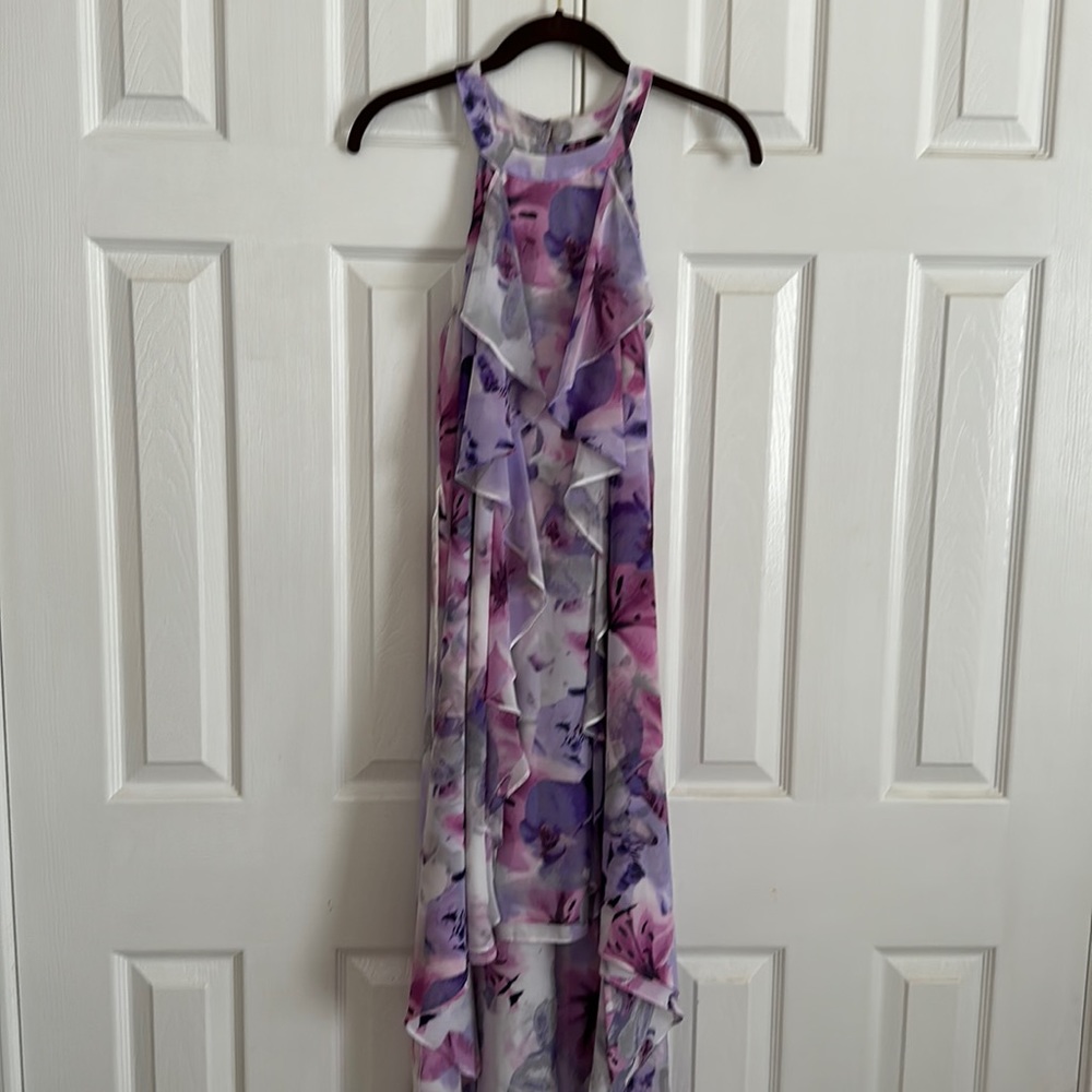 Jennifer Lopez high low ruffled dress lightweight
